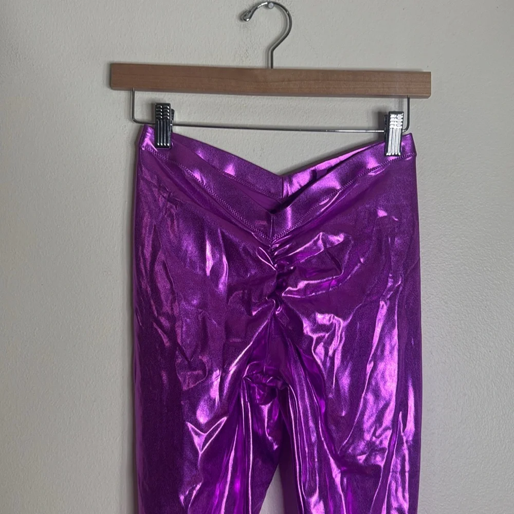 Skims Metallic Swim V Waist Pants In Dragonfruit Size small festival rave beach